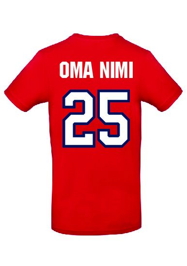 Nimi+nro painatus (HUOM! ei sisällä paitaa)